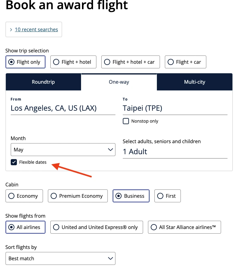 United Airlines Award Search Tool