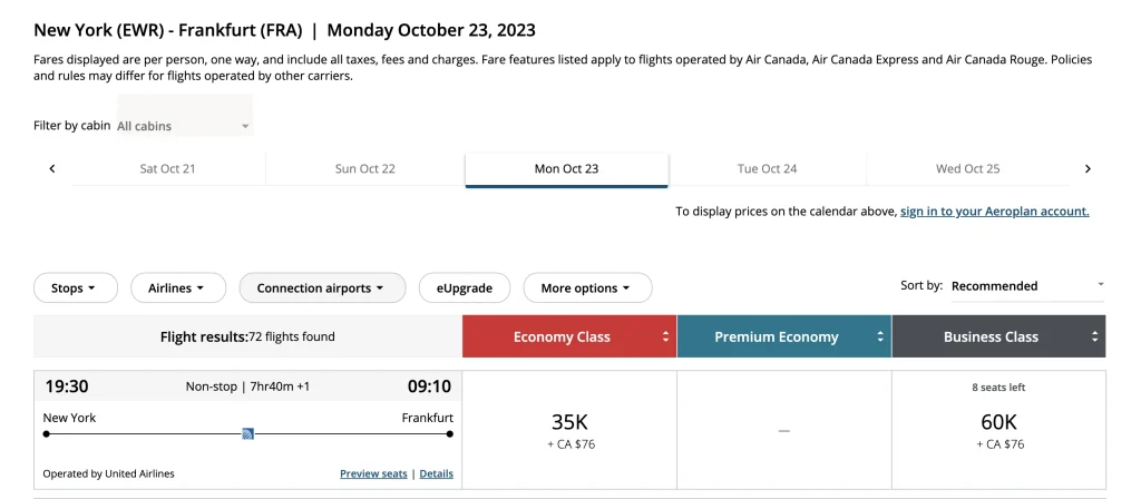 You can book United Airlines business class from the US to Germany for 60,000 or 70,000 Air Canada Aeroplan miles