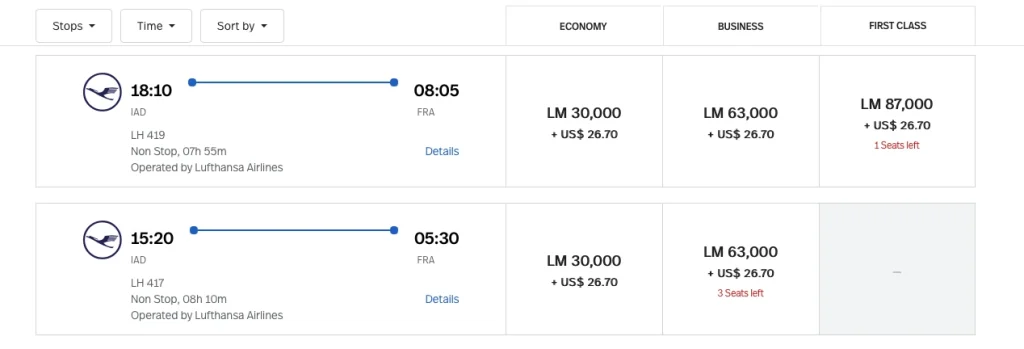 You can book Lufthansa business class for 63,000 miles via Avianca Lifemiles