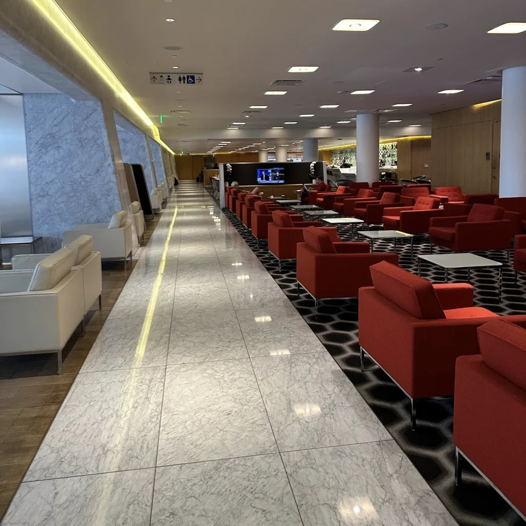 Plenty of seating when entering the Qantas First Class Lounge at LAX