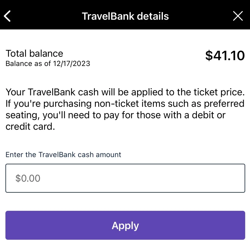 United Travel Bank Cash Balance Screen