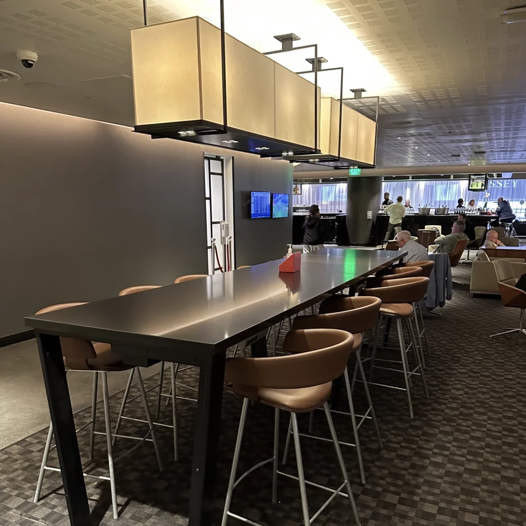 There are lots of seating options and great decor for the OneWorld Lounge at LAX