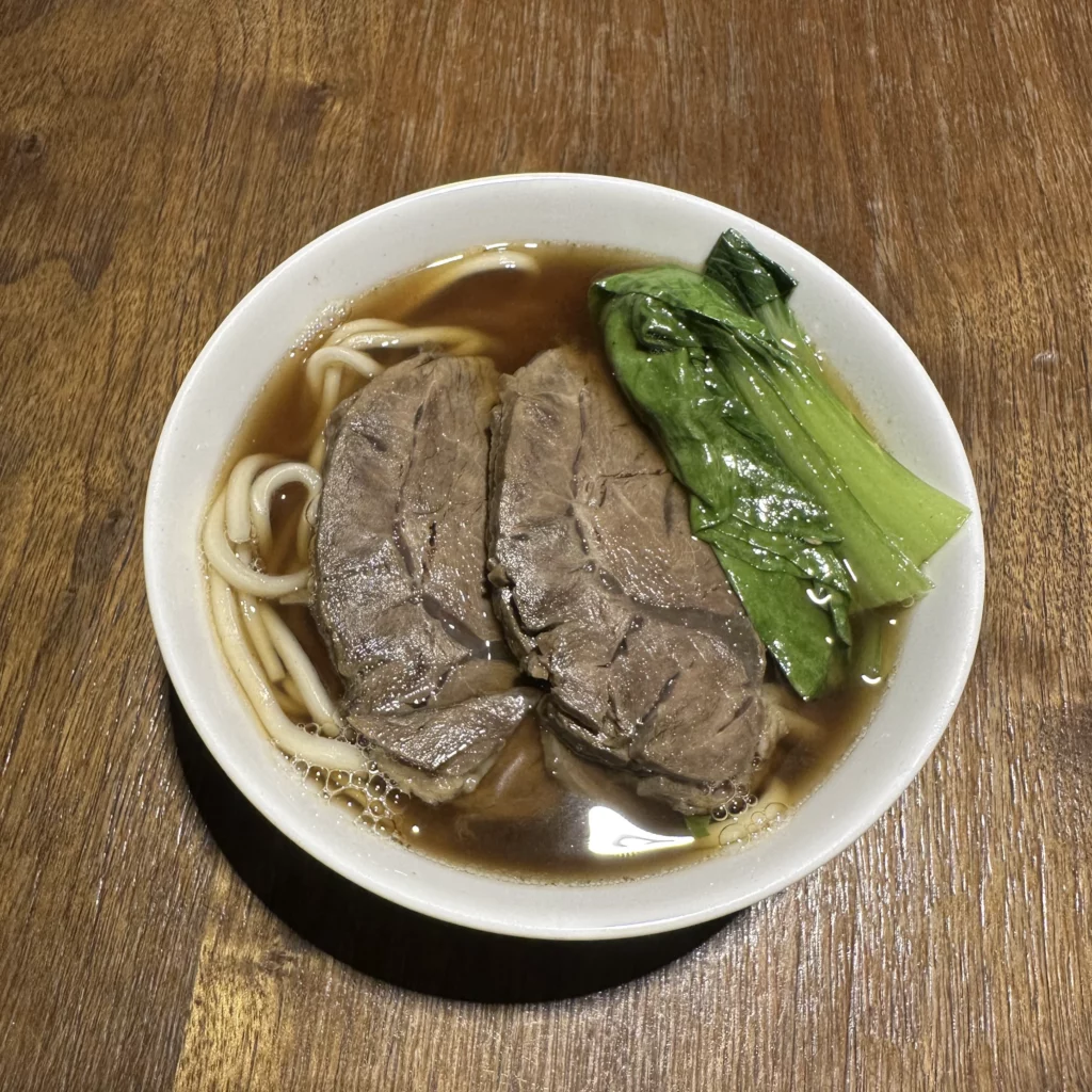 The China Airlines VIP Lounge in Terminal 1 of Taoyuan International Airport has a tasty beef noodle soup you can order from the live cooking counter
