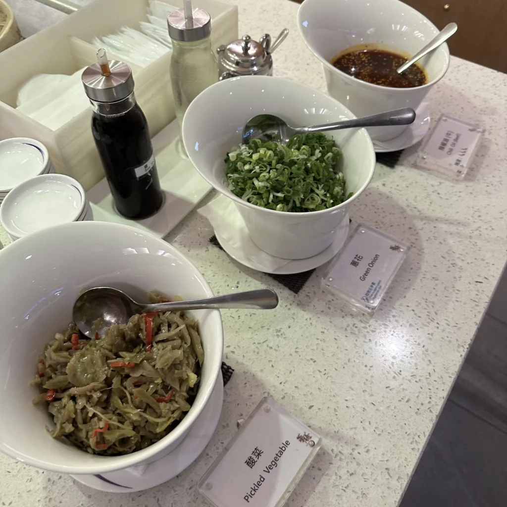 The China Airlines VIP Lounge in Terminal 2 of Taoyuan International Airport has a condiment section 