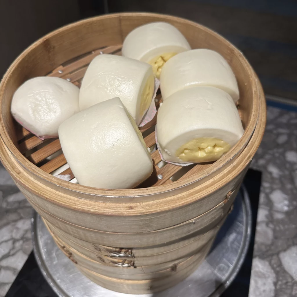 The Plaza Premium Lounge Zone A at Taoyuan International Airport in Taipei has lots of dining options like steamed buns
