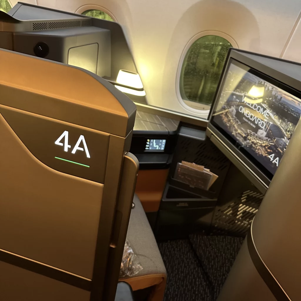 Starlux business class from Los Angeles to Taipei has seats with sliding doors