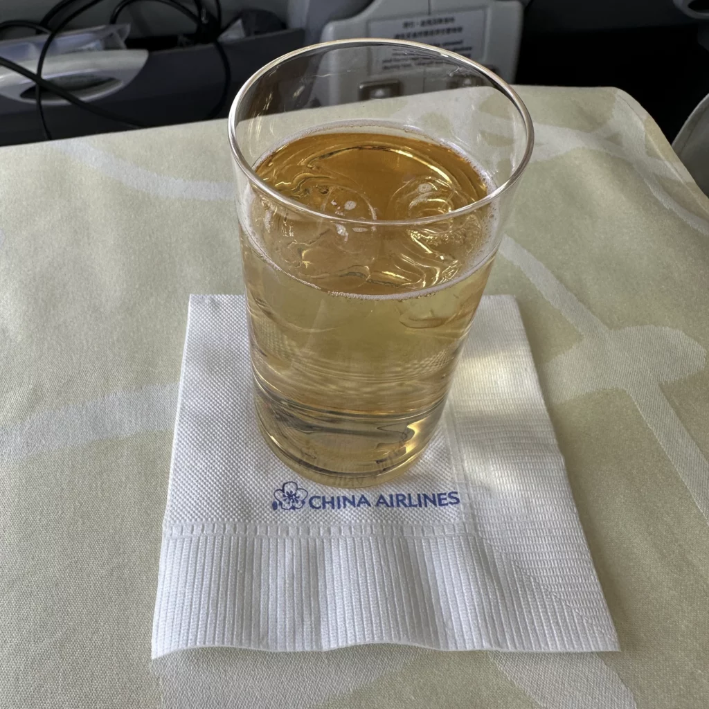 China Airlines A330-300 Business Class has a terrific lychee oolong sparkling dirnk