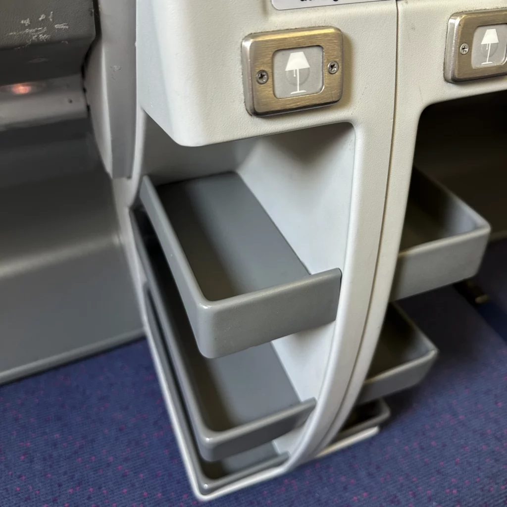 China Airlines A330-300 Business Class Cabin has seat storage space in front of the seat