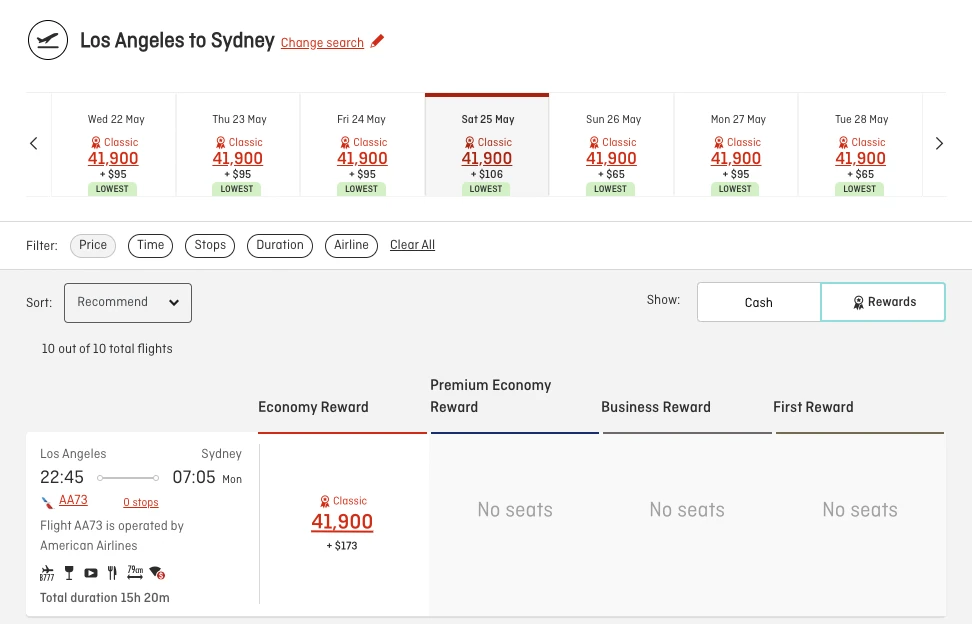 The normal Qantas award availability search only shows 1 week of availability at a time