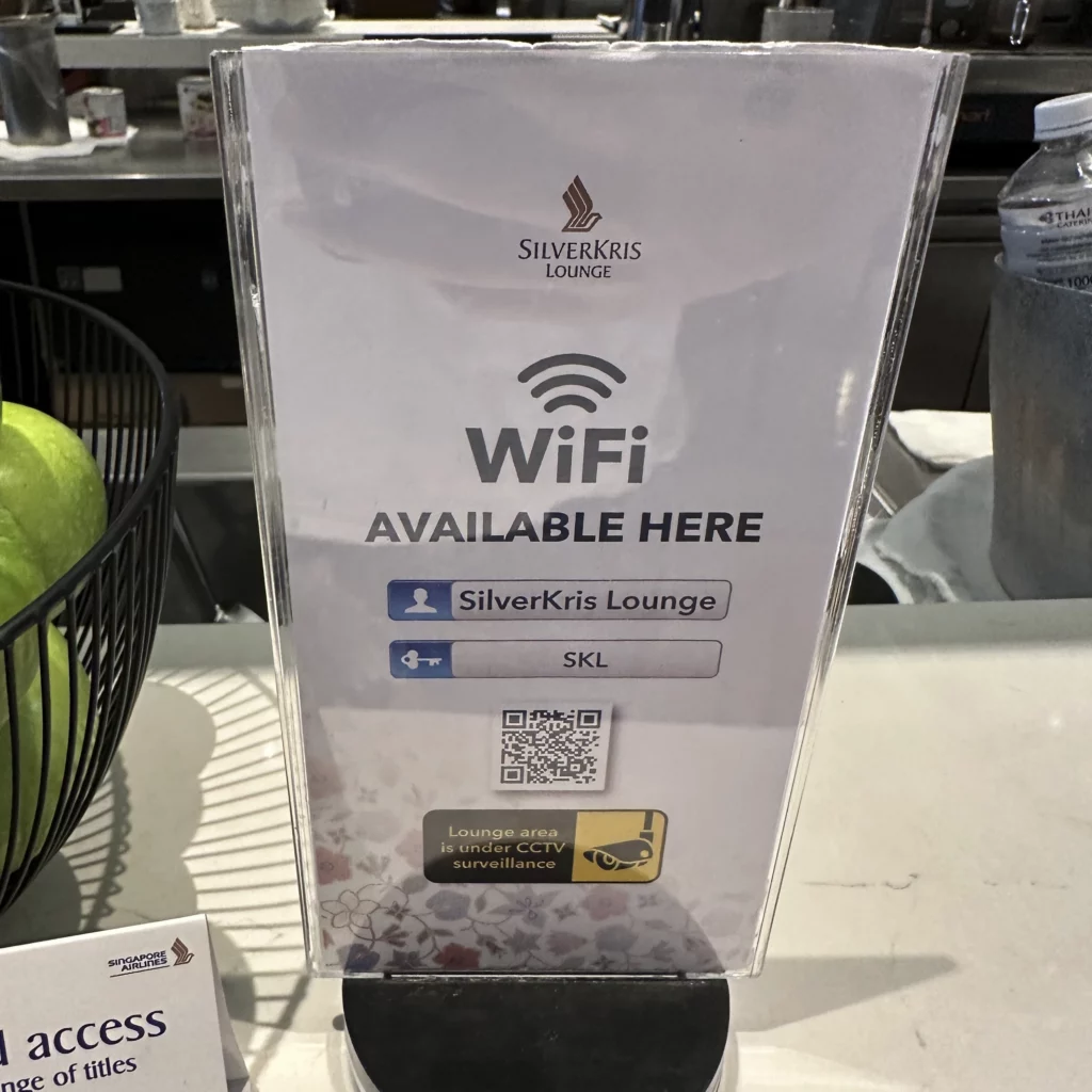 The Singapore Airlines SilverKris Lounge in Bangkok Suvarnabhumi Airport has free wifi