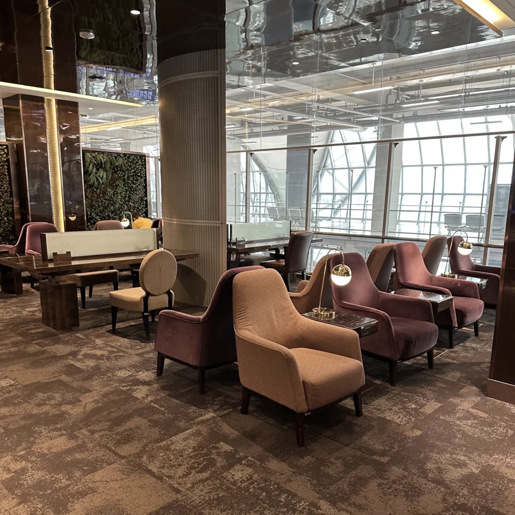 The Thai Airways Royal Orchid Prestige Business Class Lounge in Bangkok Suvarnabhumi Airport is divided into different subsections 